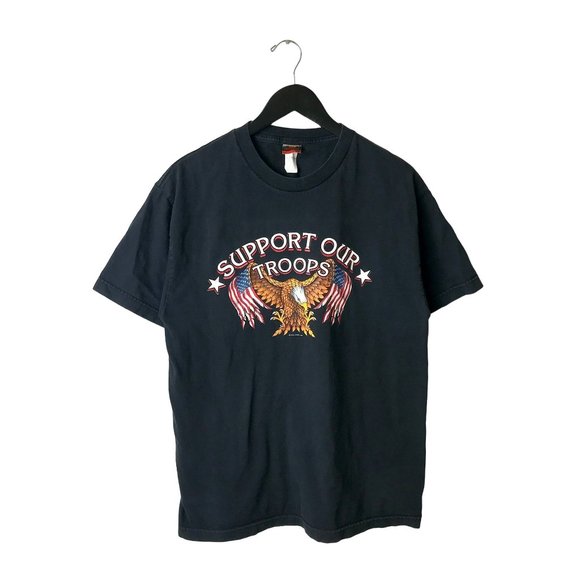 2004 Vintage Support Our Troops Good Sport T Shirt 00s American Bald Eagle Adult - Picture 1 of 12
